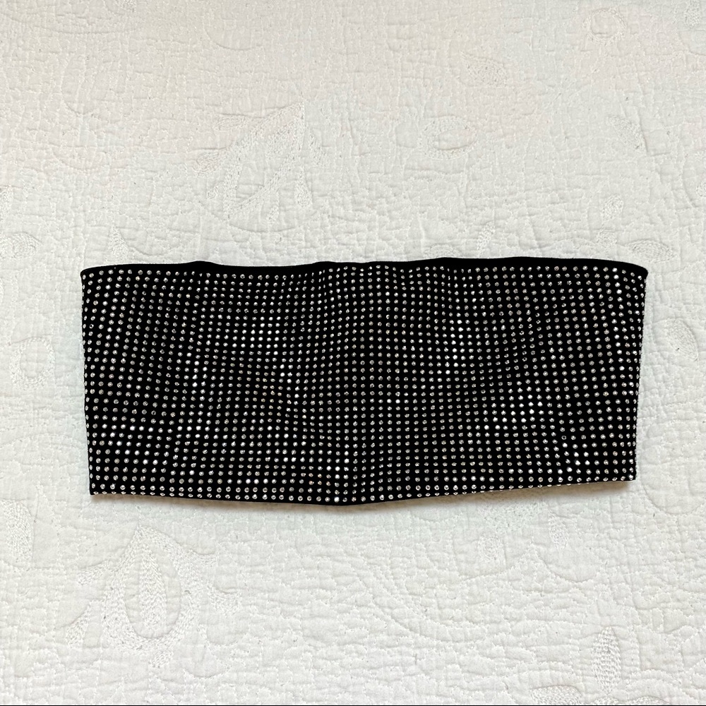I.AM.GIA Aurora Bandeau top in black Diamanté XS
